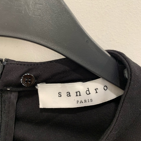 Sandro Paris black long sleeve top with lace collar. Size 1 (Small) - Picture 4 of 5